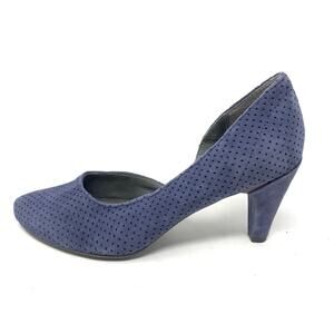 Tsubo Women's Size 7 Fifee Perforated D'Orsay Suede Heel Pumps Blue